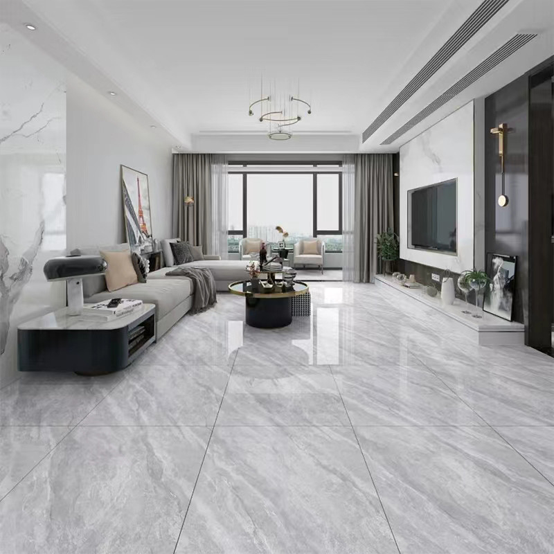 Elevação de Gray Marble Polished Porcelain Tile lustrosa para a cozinha interior da sala de visitas