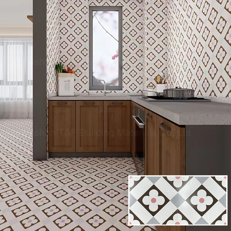 30x30 vitrificou telhas de assoalho quadradas pequenas do balcão da flor do mosaico do estilo nórdico dos azulejos