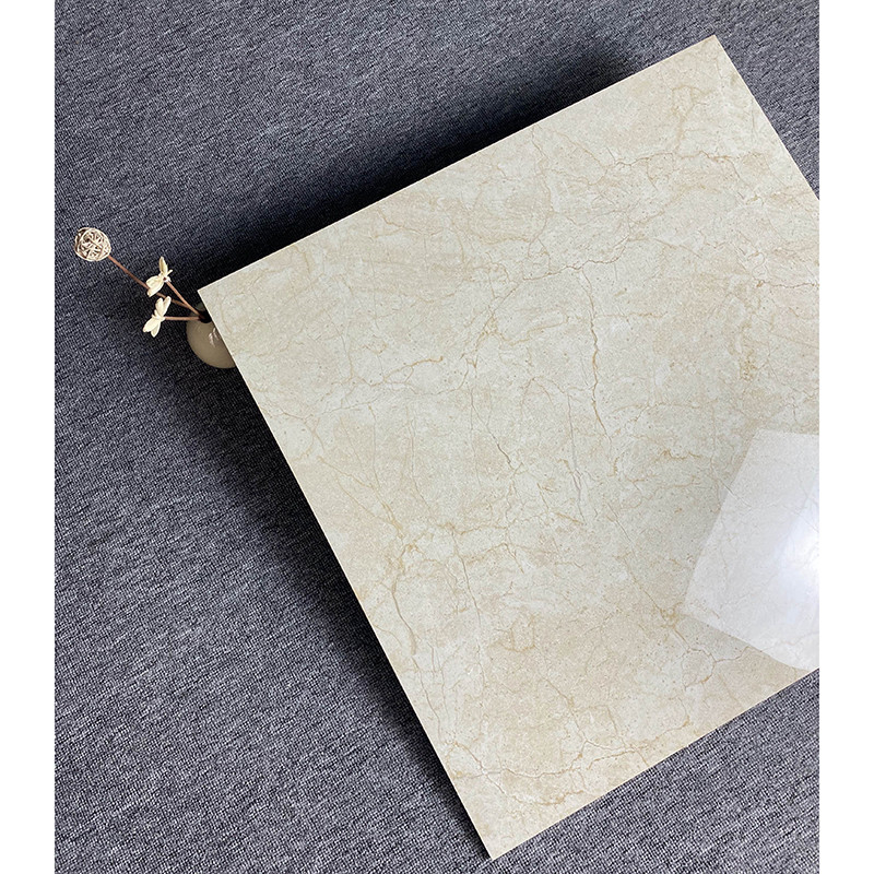 Azulejos de piso de porcelana com acabamento em mármore brilhante amarelo claro para interiores