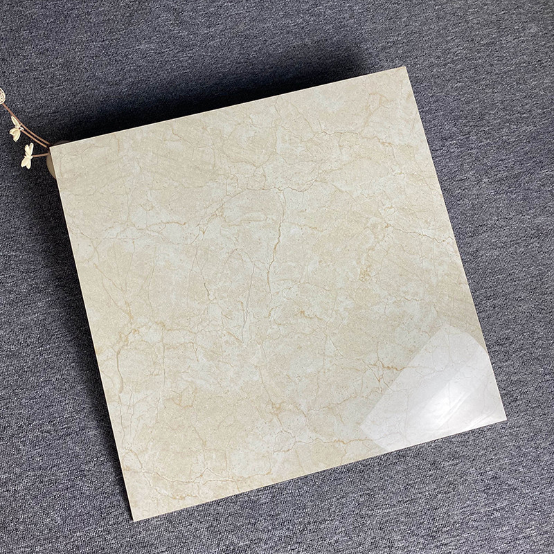 Azulejos de piso de porcelana com acabamento em mármore brilhante amarelo claro para interiores