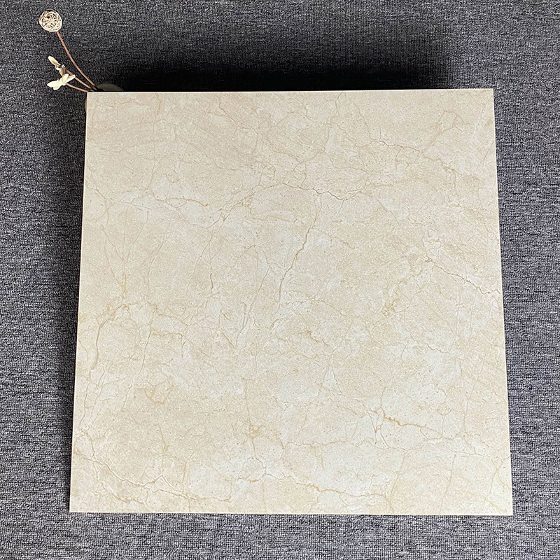 Azulejos de piso de porcelana com acabamento em mármore brilhante amarelo claro para interiores