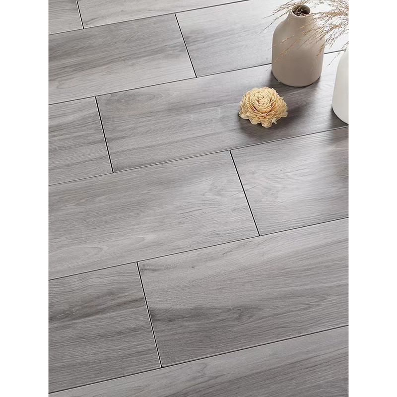 Matt Wood Grain Porcelain Tile vitrificado 200x1200mm Brown Grey Indoor Wooden Look Antique