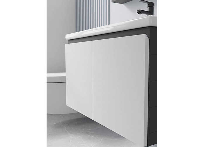 Grupo moderno de flutuação luxuoso da vaidade de Matte White Wall Mounted Bathroom do armário do espelho do fornecedor da vaidade do banheiro