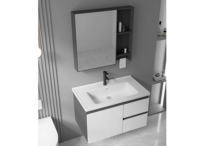 Grupo moderno de flutuação luxuoso da vaidade de Matte White Wall Mounted Bathroom do armário do espelho do fornecedor da vaidade do banheiro