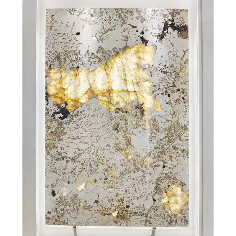 Pedra retroiluminada brasileira Pandora Crystal White Onyx Marble Slab de Patagoina translúcida