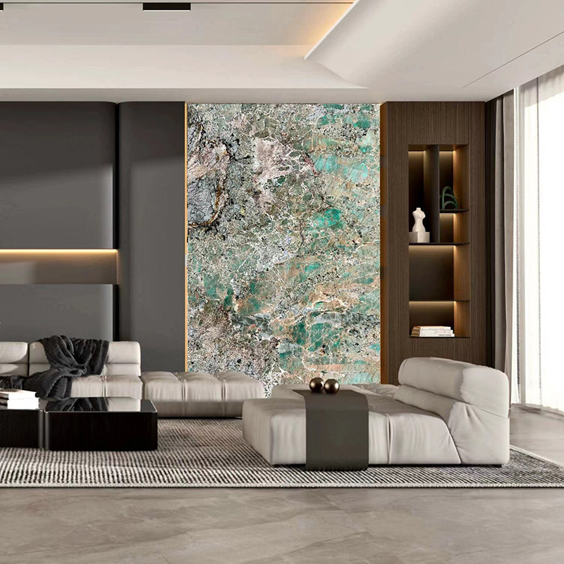 Pedra natural Emerald Green Onyx Marble Slab lustrado para a decoração da parede interior