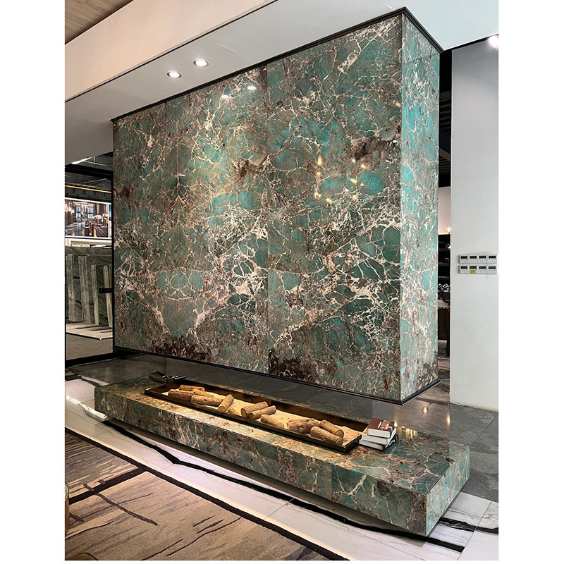Pedra natural Emerald Green Onyx Marble Slab lustrado para a decoração da parede interior