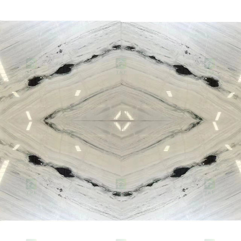 O preto veia a laje natural de mármore branca da pedra do mármore de Panda White Wall Flooring Stairs