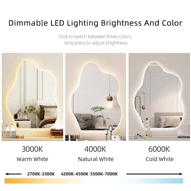 Nuvem irregular o espelho dado forma Smart da decoração de tapeçaria conduziu o espelho da parede para o banheiro