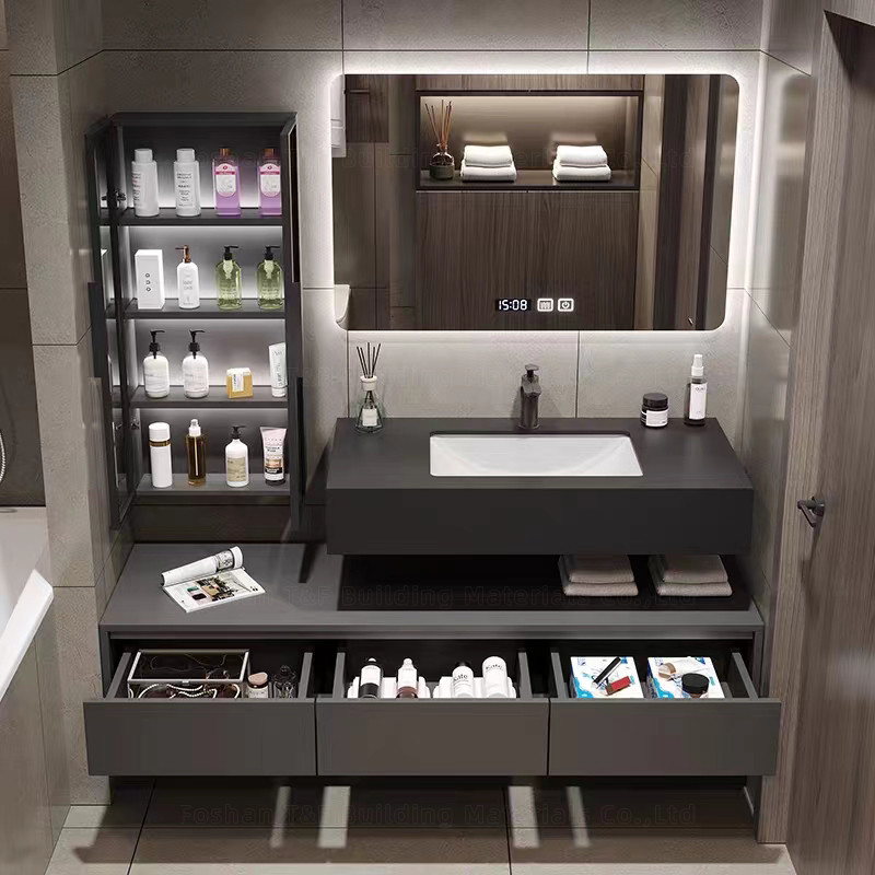 unidades da vaidade do banheiro de 60cm com dissipador e a parede lateral Hung Waterproof Bathroom Cabinet Set do armário
