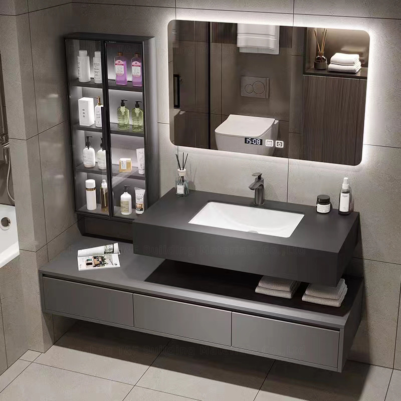 unidades da vaidade do banheiro de 60cm com dissipador e a parede lateral Hung Waterproof Bathroom Cabinet Set do armário