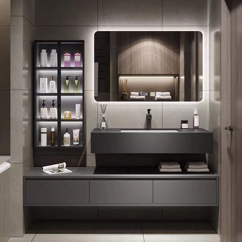 unidades da vaidade do banheiro de 60cm com dissipador e a parede lateral Hung Waterproof Bathroom Cabinet Set do armário