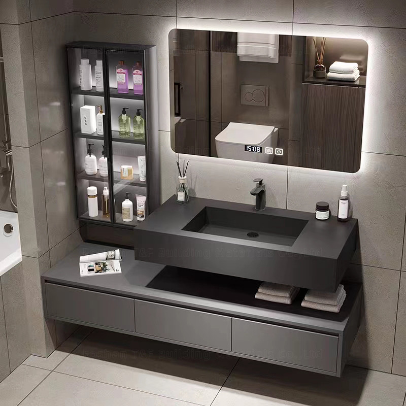 unidades da vaidade do banheiro de 60cm com dissipador e a parede lateral Hung Waterproof Bathroom Cabinet Set do armário
