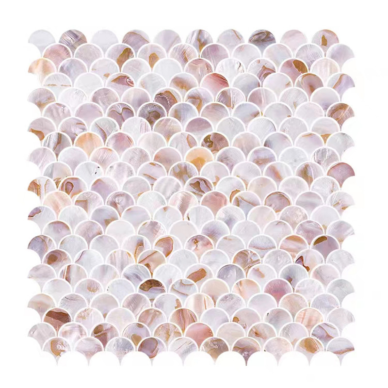 O fã dá forma à telha natural da parede de Backsplash da madrepérola de Shell White Pattern Mosaic Tile