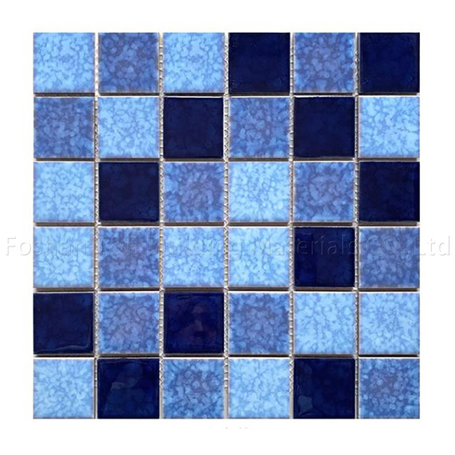 Piscina quadrada mosaico azulejos piscinas interiores piscinas de peixe cerâmica paisagem exterior parede terra azul