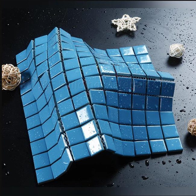 Piscina quadrada mosaico azulejos piscinas interiores piscinas de peixe cerâmica paisagem exterior parede terra azul