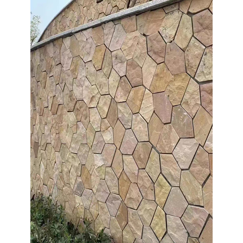 Pedras de mármore natural 3D Random Slate enferrujado em malha Flagstone Pavimentadores de jardim exterior Pavimentadores de parede