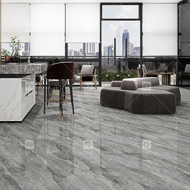 Luxo Full Body Marble High Brilhante Porcelana vidrado azulejos para sala de estar