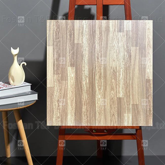 600x600mm Chapas de piso rústicas de corpo inteiro Tecido de madeira Superfície de porcelana não escorregadia