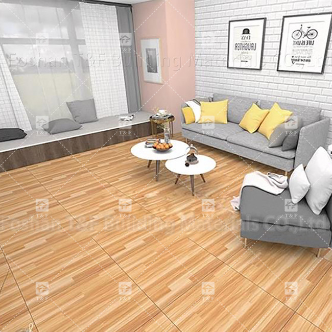 600x600mm Chapas de piso rústicas de corpo inteiro Tecido de madeira Superfície de porcelana não escorregadia