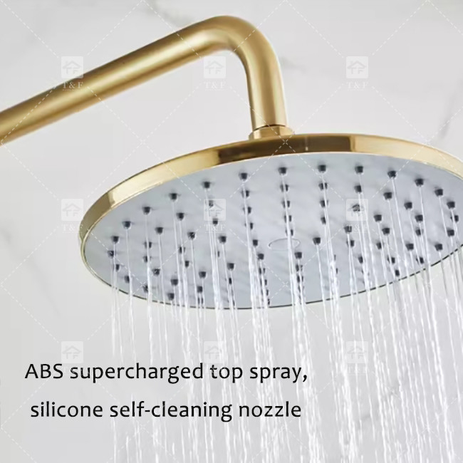Nordic Light Luxury Shower Set Casa torneira de latão escovado ouro quente e frio pressurizado bocal