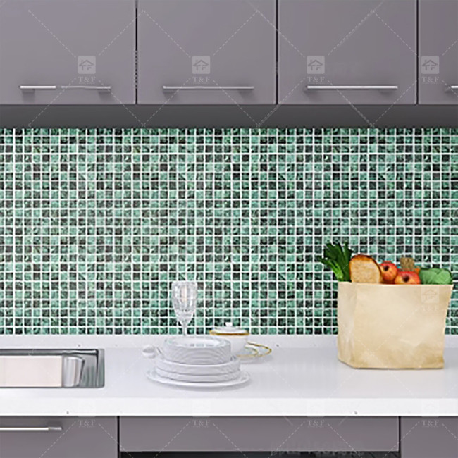 Chapas de mosaico de pedra de mármore de cor verde para piso e parede do banheiro