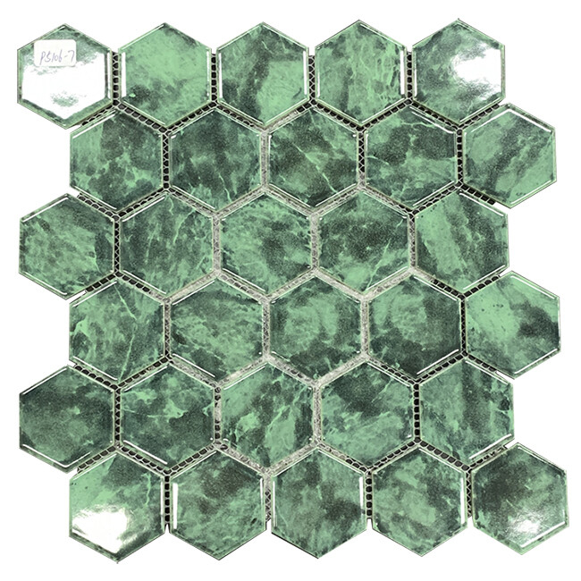 Chapas de mosaico de pedra de mármore de cor verde para piso e parede do banheiro