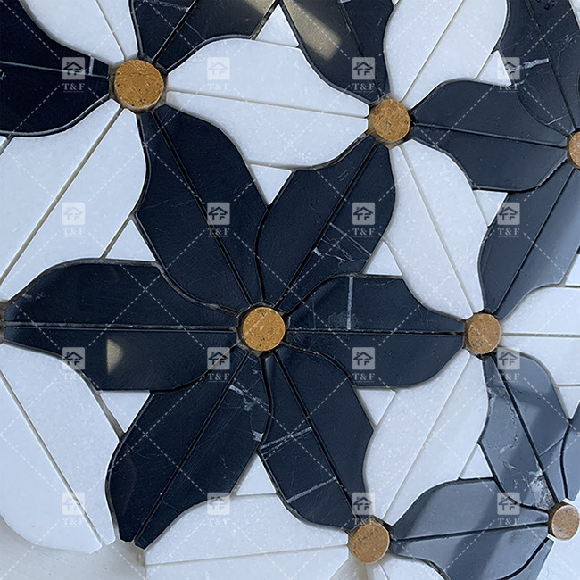 Pedra Natural Mármore mosaico piso telha de parede padrão de flores para banheiro mosaico telha
