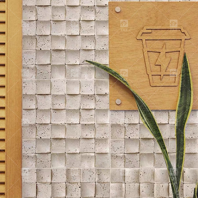 Marmoreiro Natural Beige Travertine Mosaico Tela de Parede de Piso Concavo Fundo Tela de Cultura de Parede