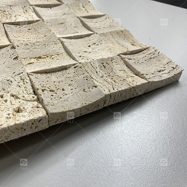Marmoreiro Natural Beige Travertine Mosaico Tela de Parede de Piso Concavo Fundo Tela de Cultura de Parede