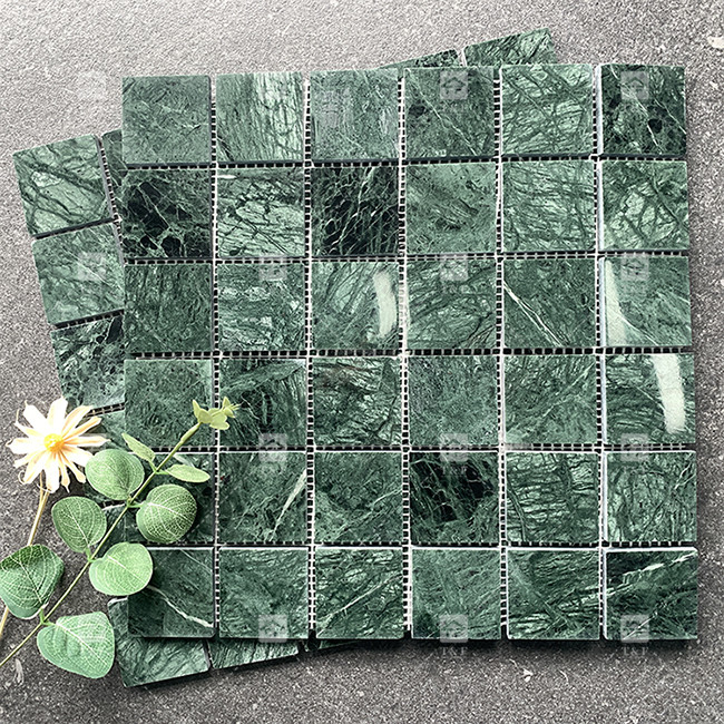 Mosaico de mármore natural polido Piscina azulejo verde Quadrado Decoração de casa