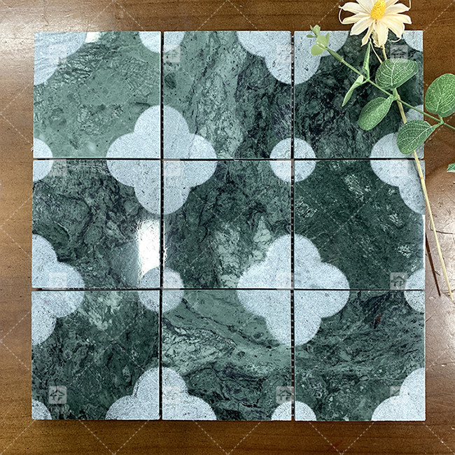 Mosaico de mármore natural polido Piscina azulejo verde Quadrado Decoração de casa