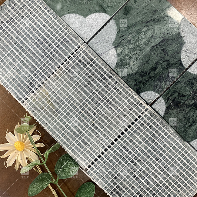 Mosaico de mármore natural polido Piscina azulejo verde Quadrado Decoração de casa