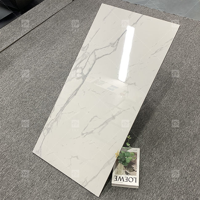 600x1200mm Carrara Branco Brilhante Alto Lustrado Vidrado Chapa Para Piso Marmorizado Chapas de Porcelana