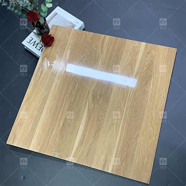 Alta brilhante interior de madeira olhar porcelana telha de piso antiderrapante polido vidrado porcelana telhas de sala de estar para piso