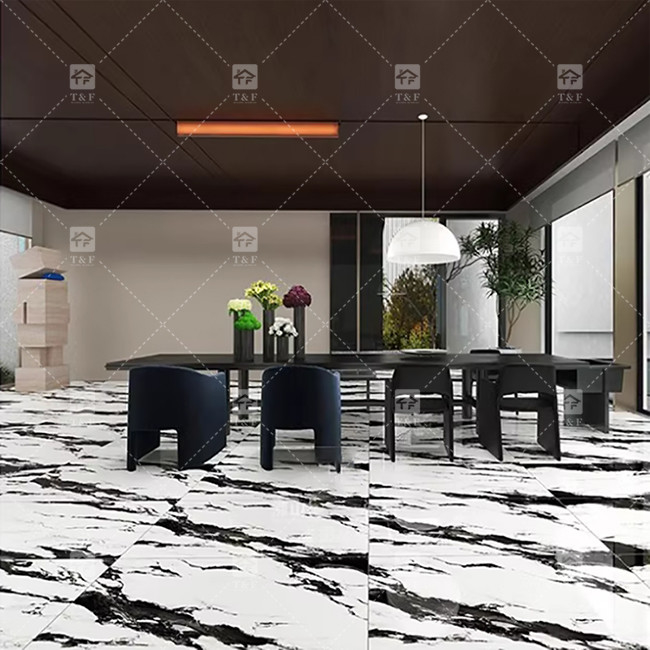 Panda Marmo Branco Olhar Porcelana 600x1200mm Chapa para sala de estar Decoração de parede Pedra de luxo para shoppings