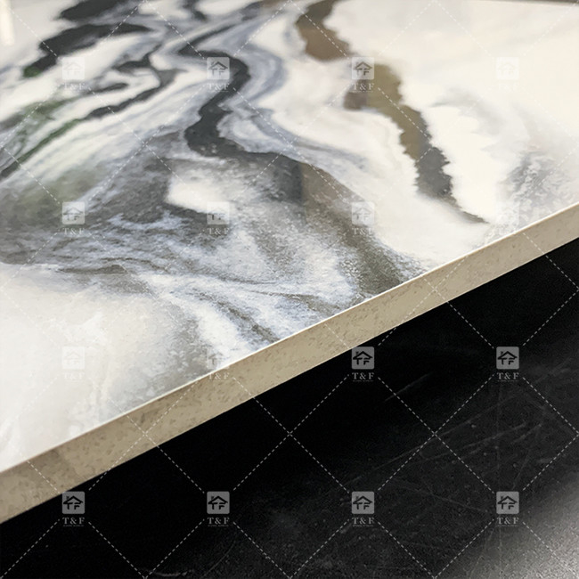 Panda Marmo Branco Olhar Porcelana 600x1200mm Chapa para sala de estar Decoração de parede Pedra de luxo para shoppings